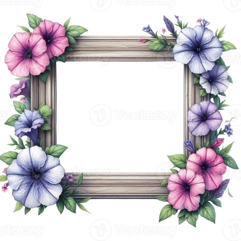 AI generated a frame with flowers png
