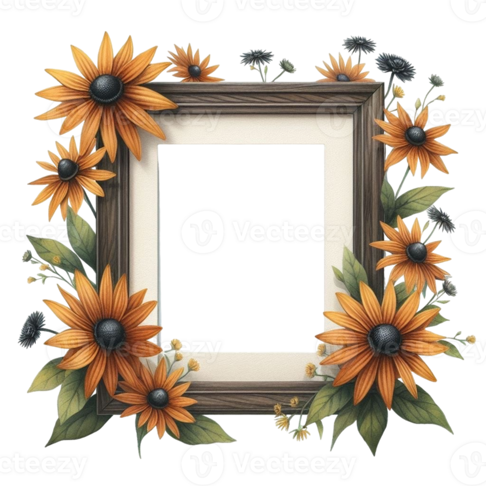 AI generated a frame with flowers png