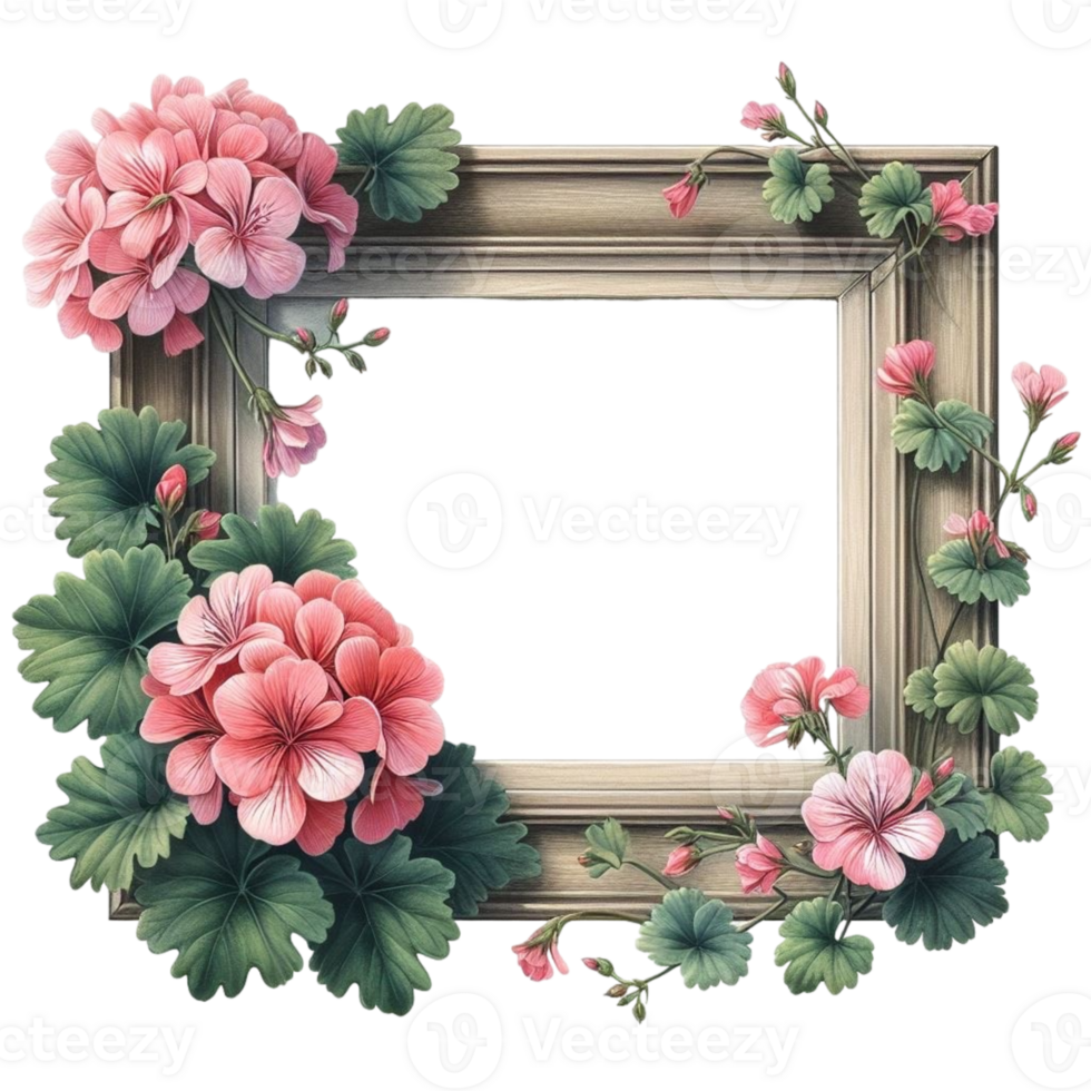 AI generated a frame with flowers png