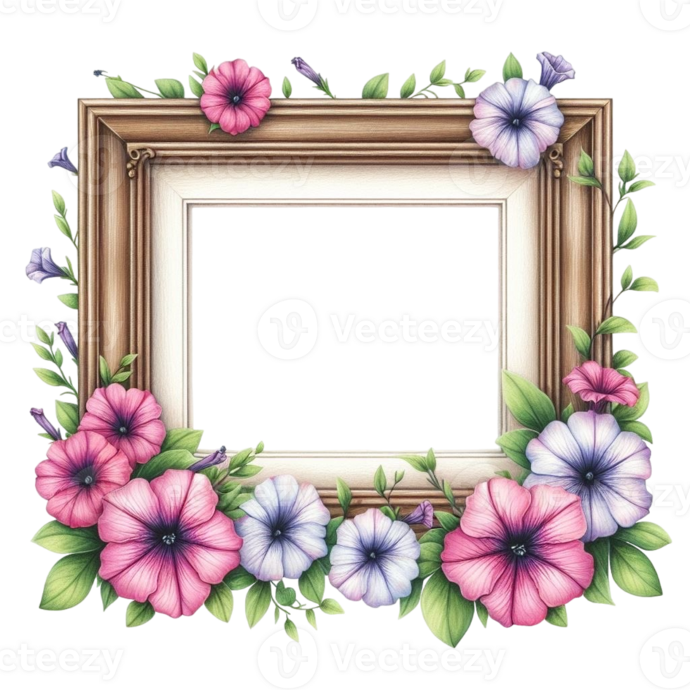 AI generated a frame with flowers png