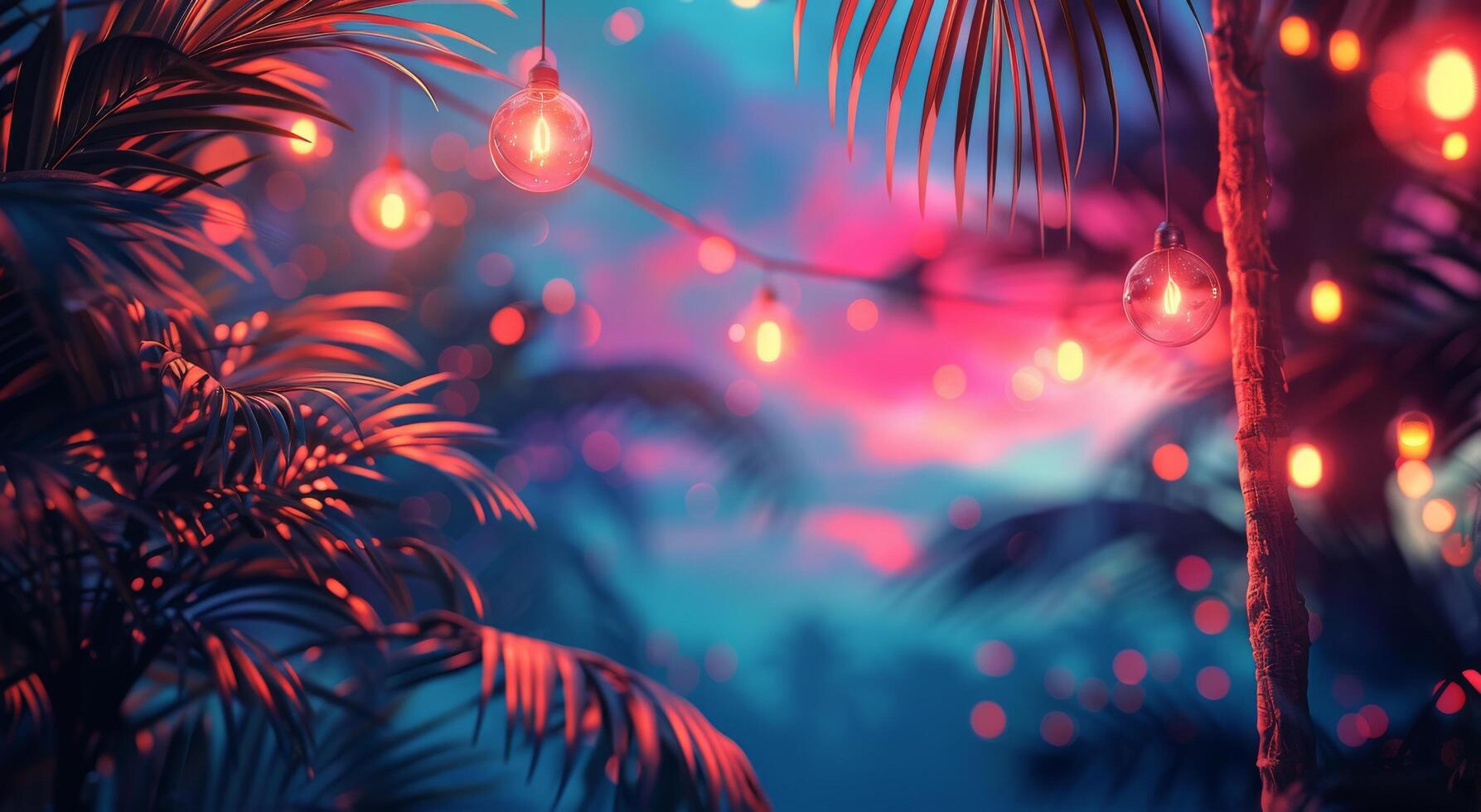 AI generated Lights Hanging From Tree Branches photo