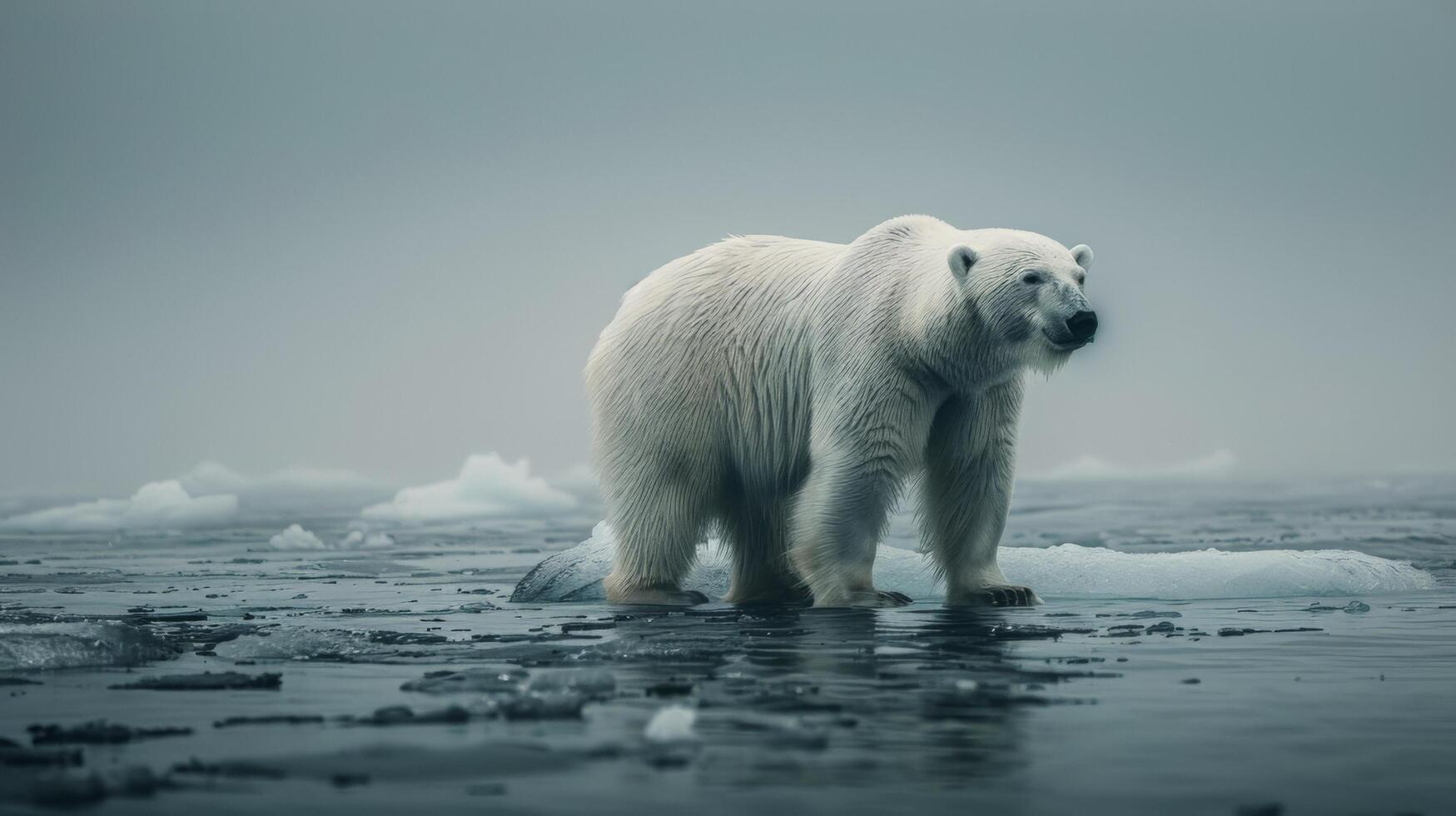 AI generated Polar Bear Standing on Top of Water photo