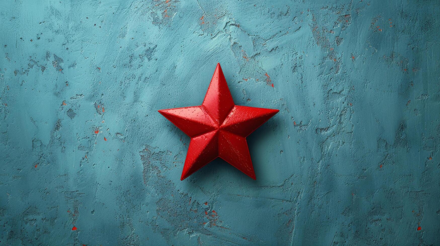 AI generated Red Origami Star on Blue Background photo