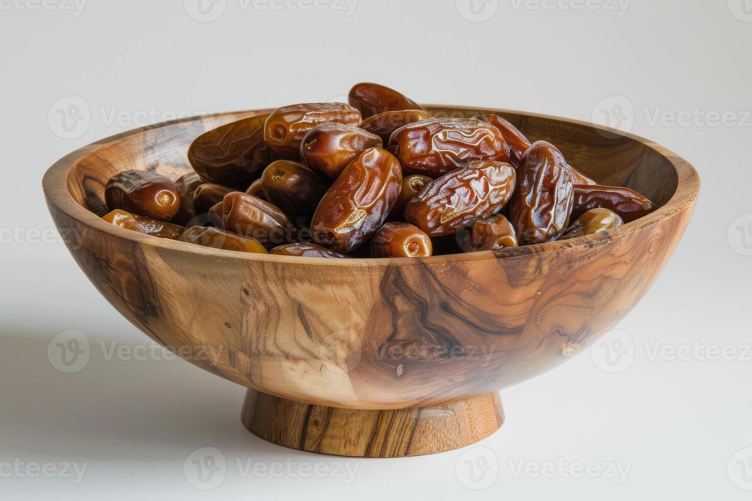 AI generated Wooden bowl filled with dates photo