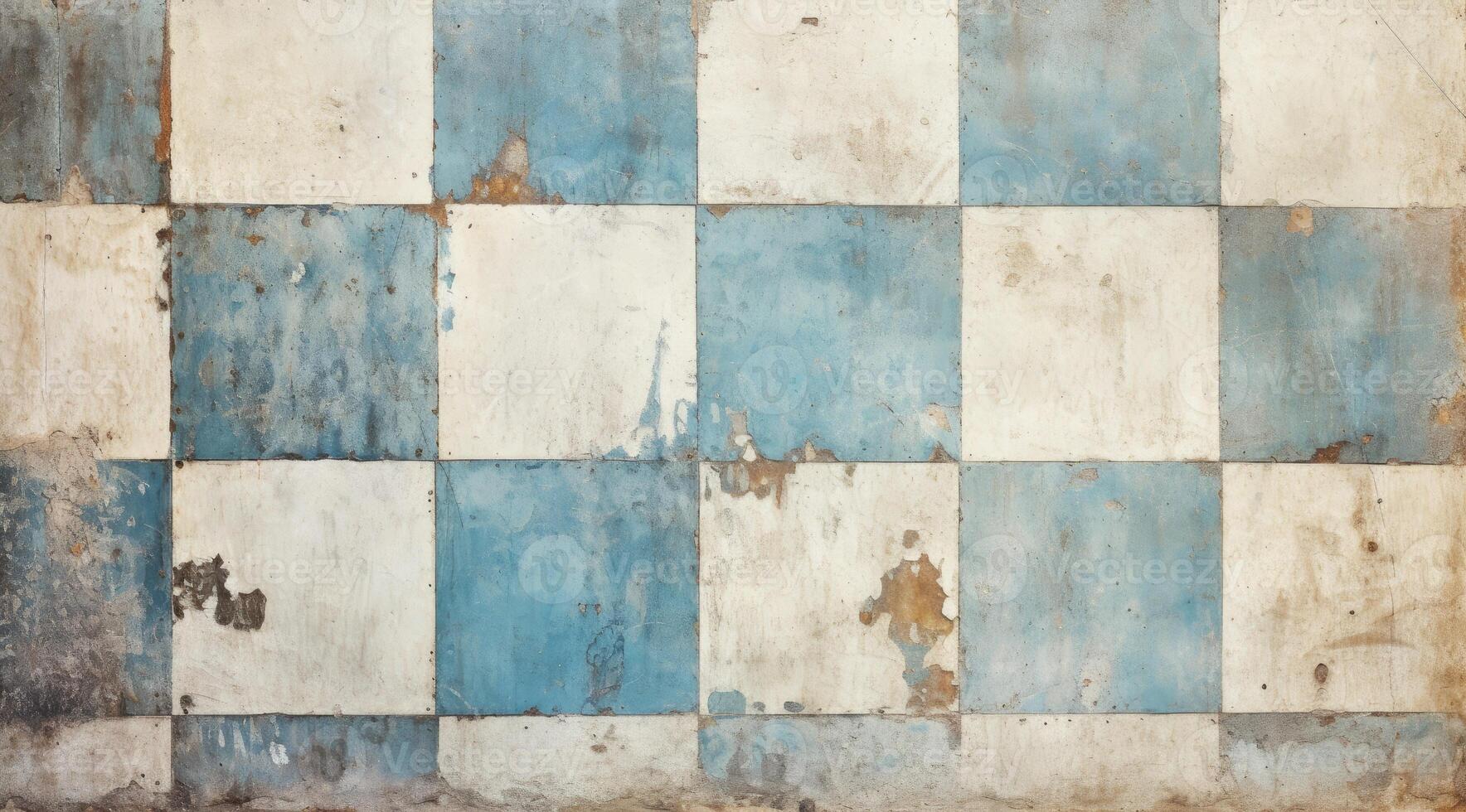 AI generated Rustic and textured background of a wall made of old tiles, reflecting wear and the passing of time photo