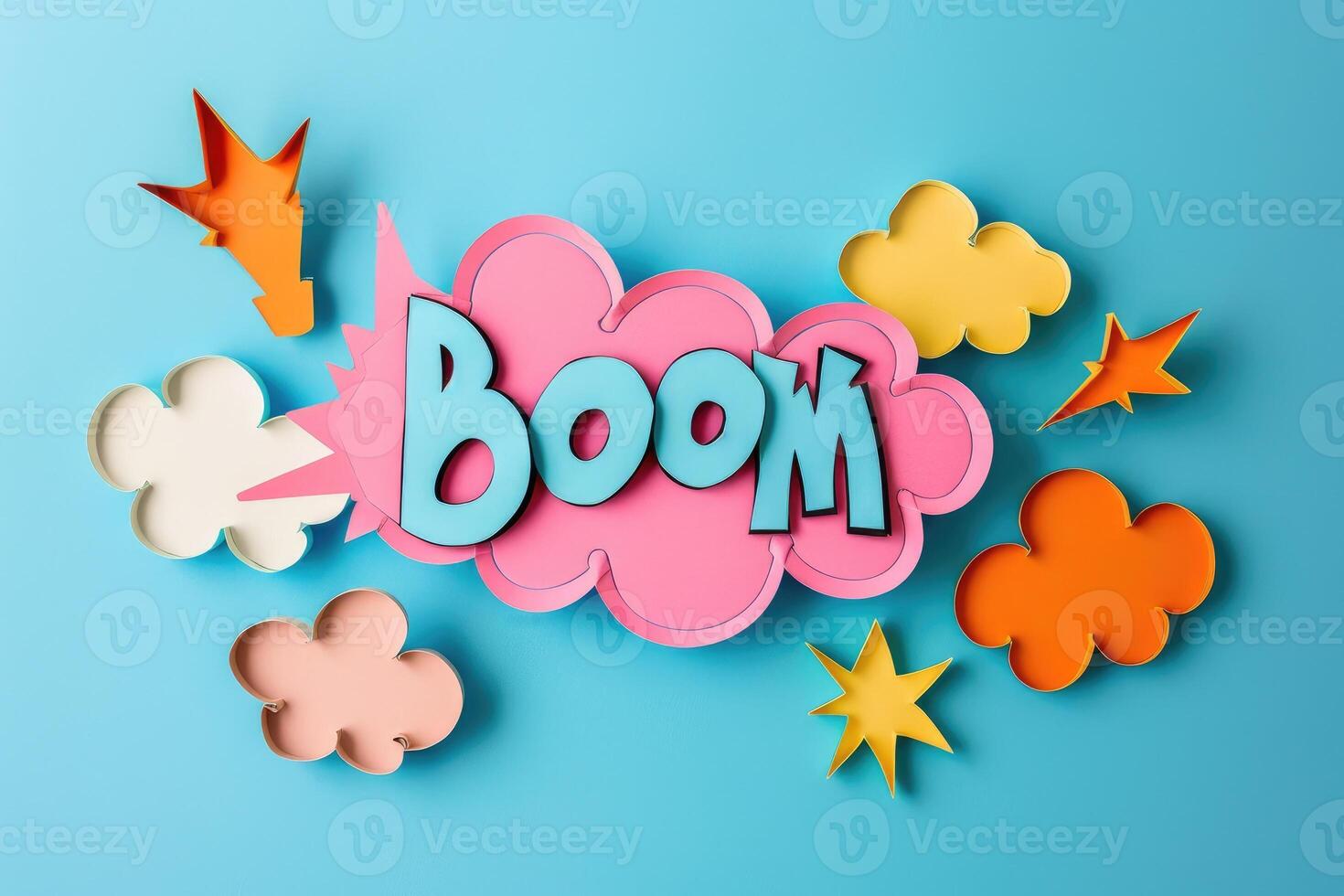 AI generated Colorful boom text in 3d comic style photo