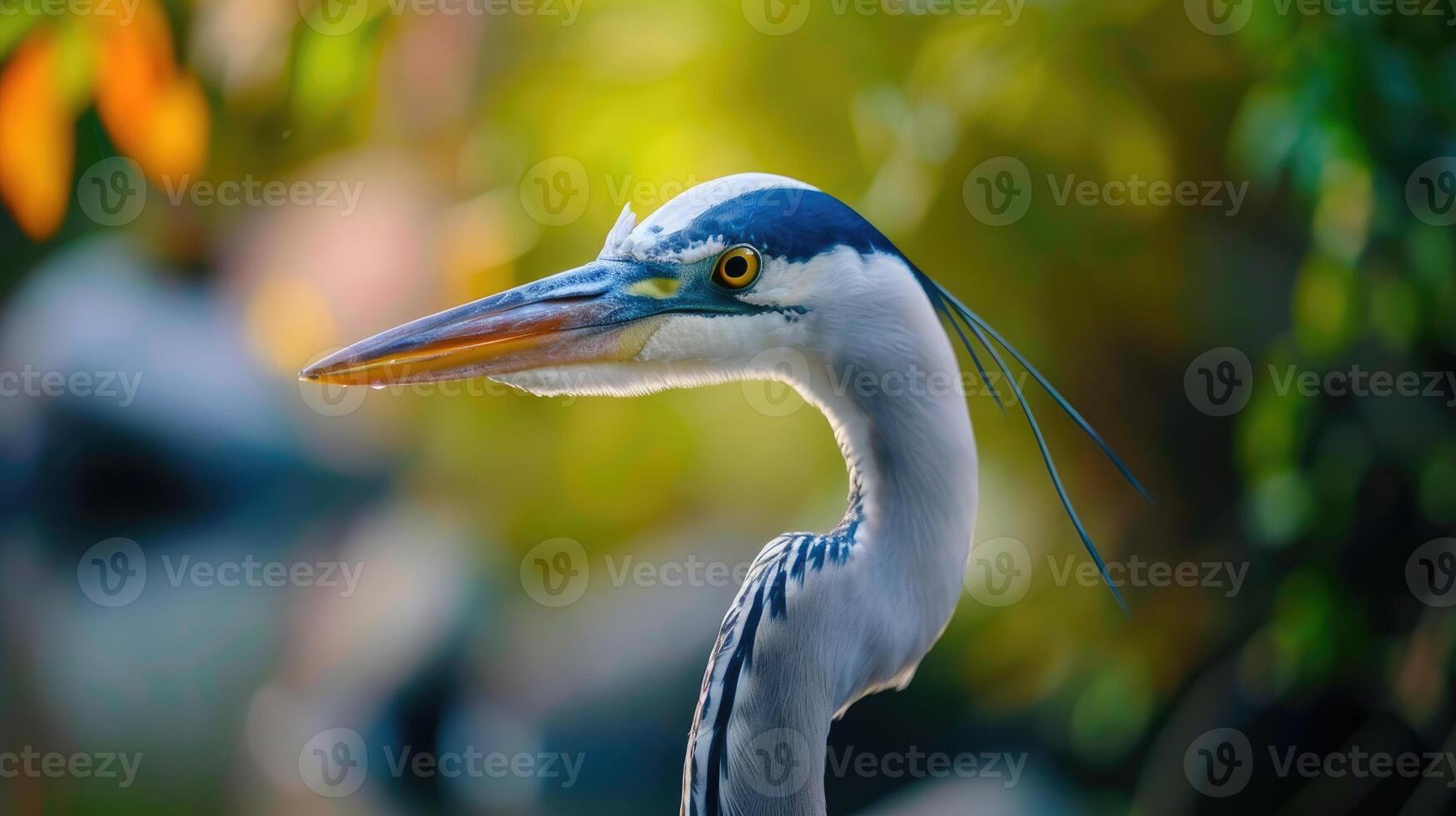 AI generated Great blue heron by the lake photo