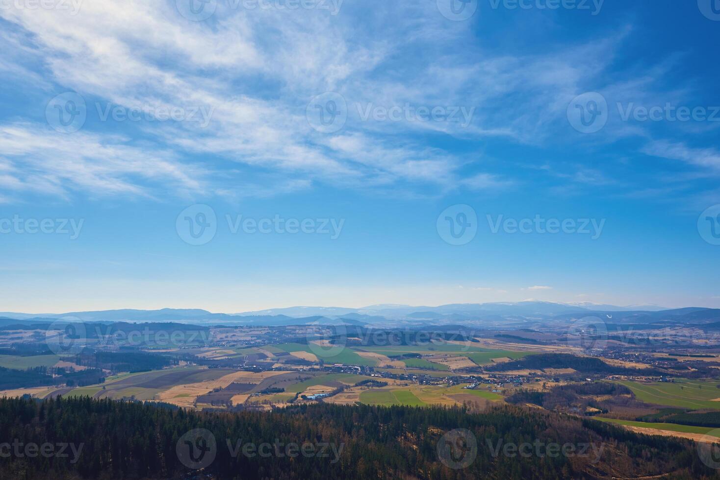 Natural landscape with mountain ranges and valleys photo