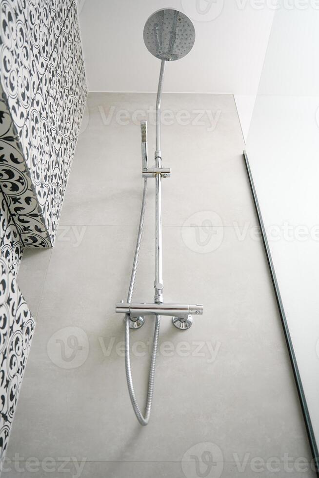 Modern shower in bathroom photo