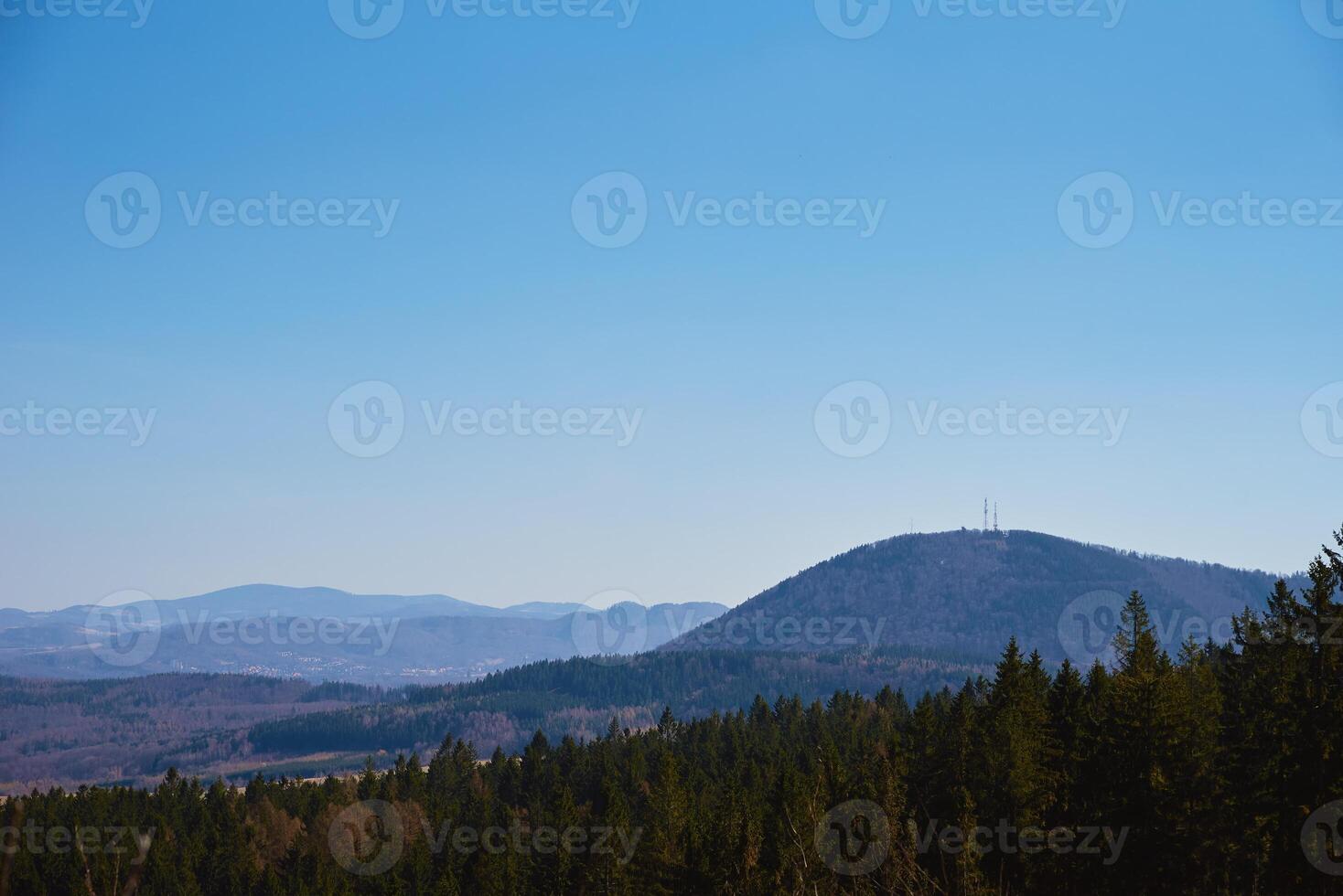 Natural landscape with mountain ranges and valleys photo