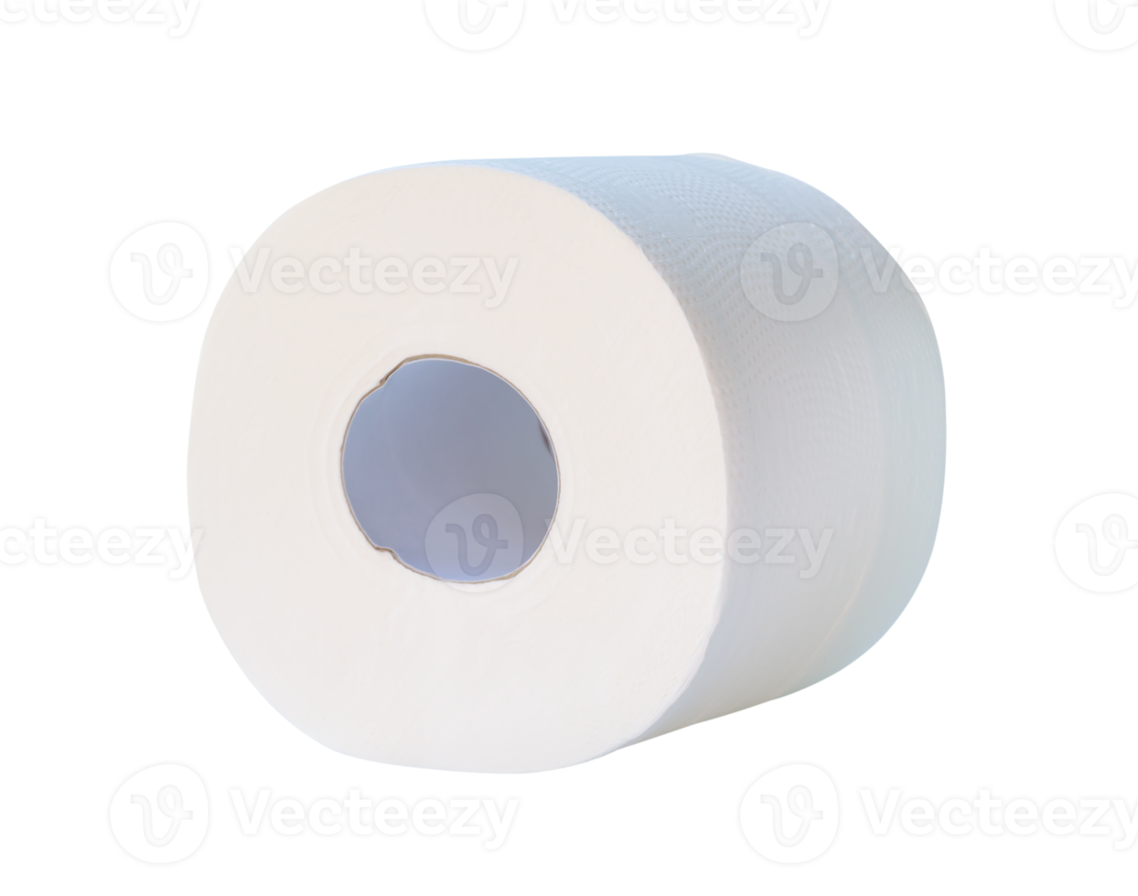 Side view of white tissue paper roll isolated with clipping path in png file format