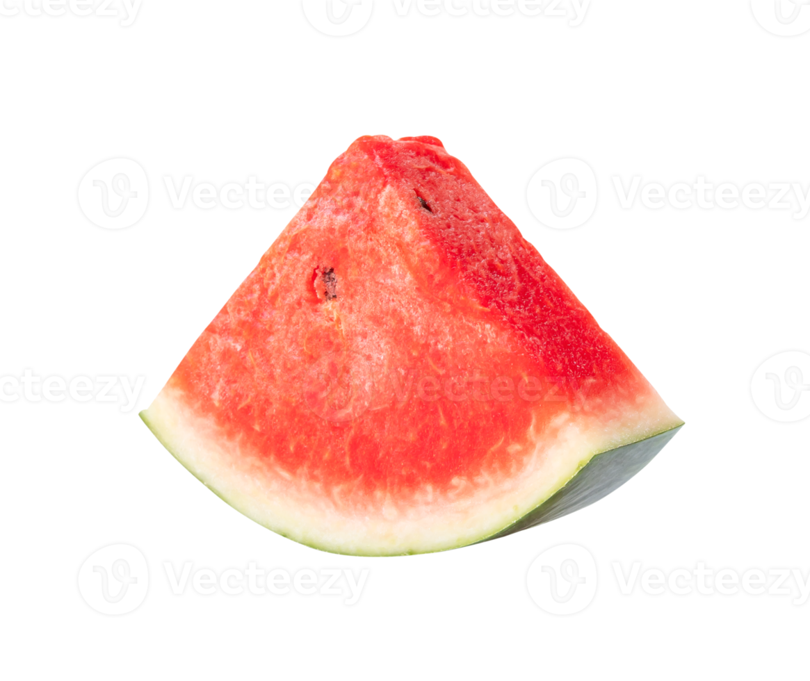 Front view or side view of red watermelon slice isolated with clipping path in png file format