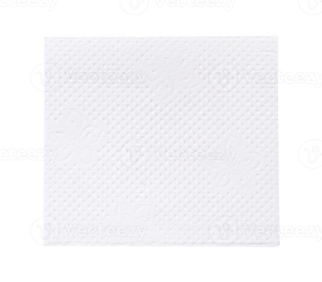 Top view of folded tissue paper piece isolated with clipping path in png file format