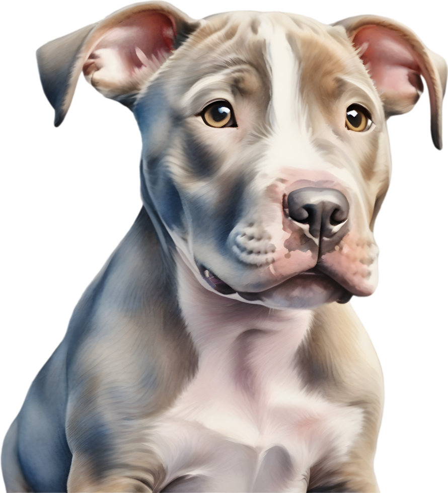 AI generated watercolor painting of a cute Pitbull. png