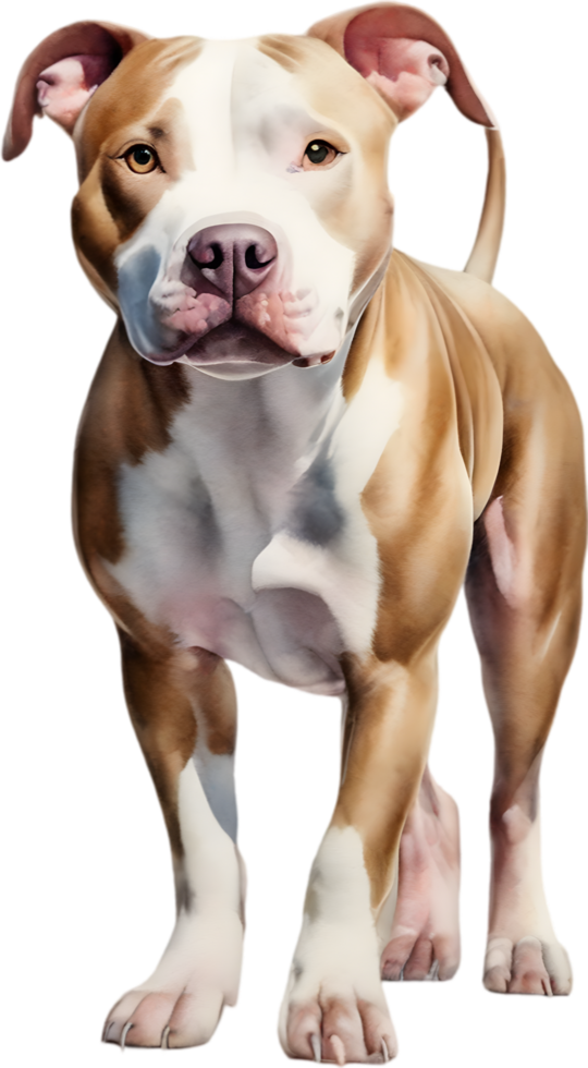 AI generated watercolor painting of a cute Pitbull. png