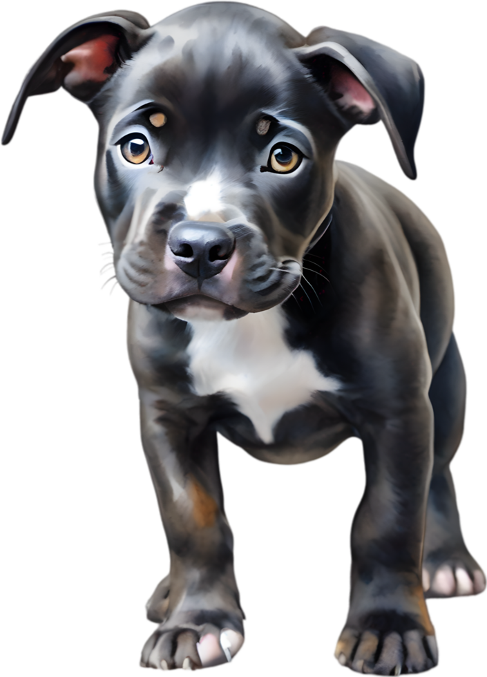 AI generated watercolor painting of a cute Pitbull. png