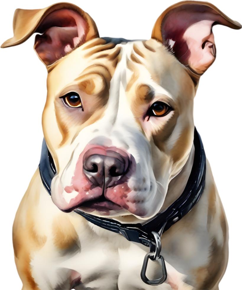 AI generated watercolor painting of a cute Pitbull. png