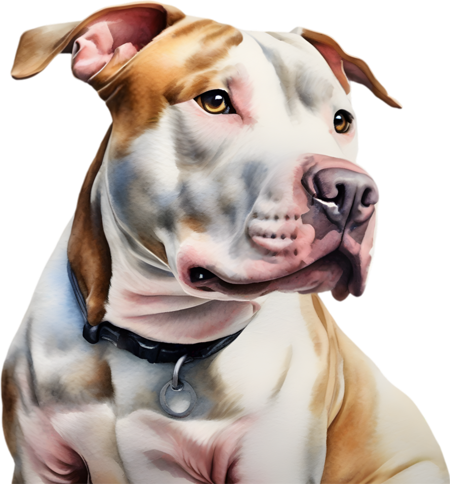 AI generated watercolor painting of a cute Pitbull. png