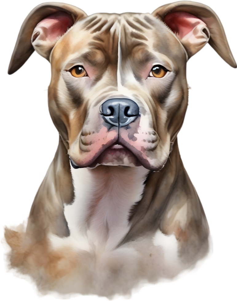 AI generated watercolor painting of a cute Pitbull. png