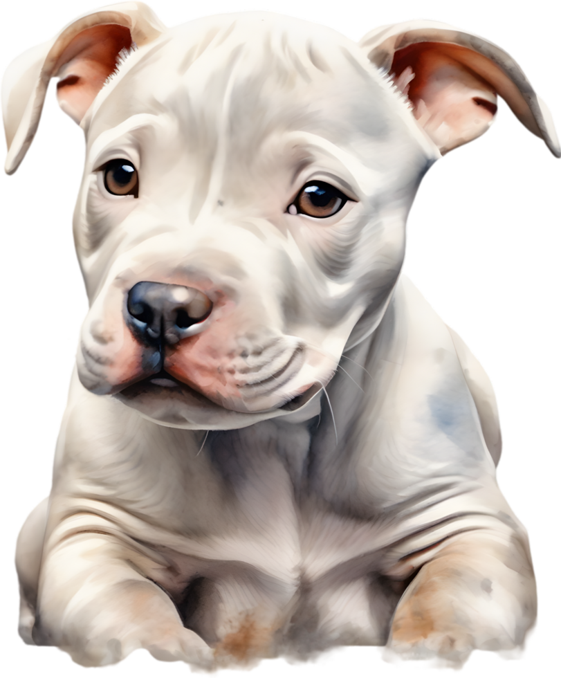 AI generated watercolor painting of a cute Pitbull. png