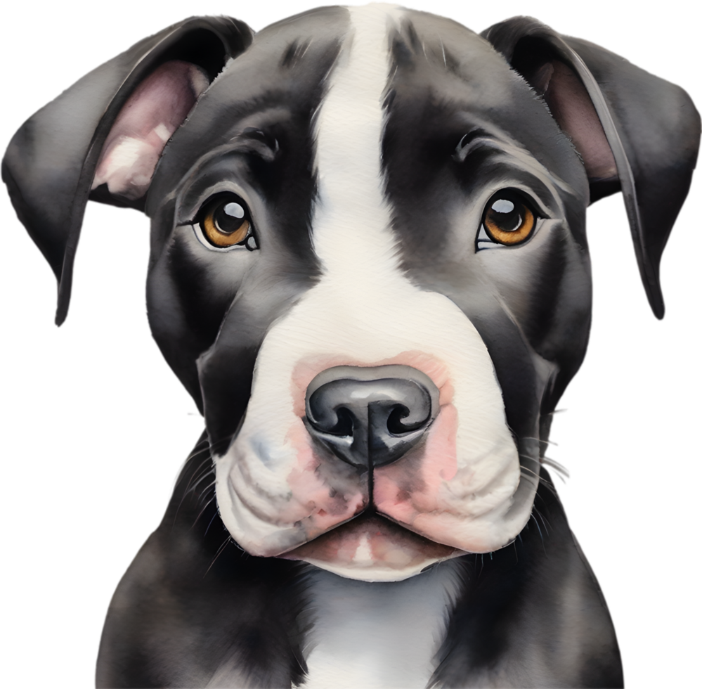 AI generated watercolor painting of a cute Pitbull. png