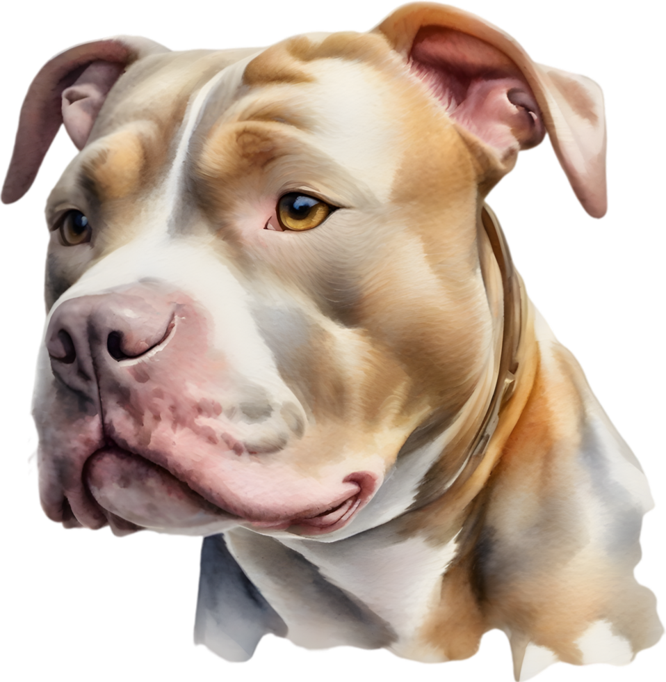 AI generated watercolor painting of a cute Pitbull. png