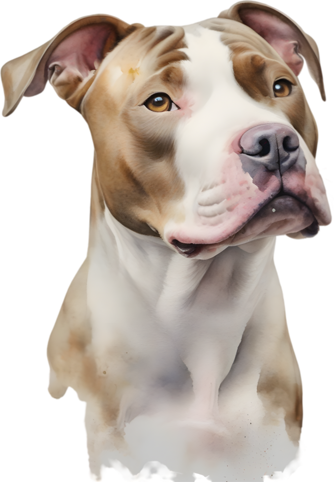 AI generated watercolor painting of a cute Pitbull. png