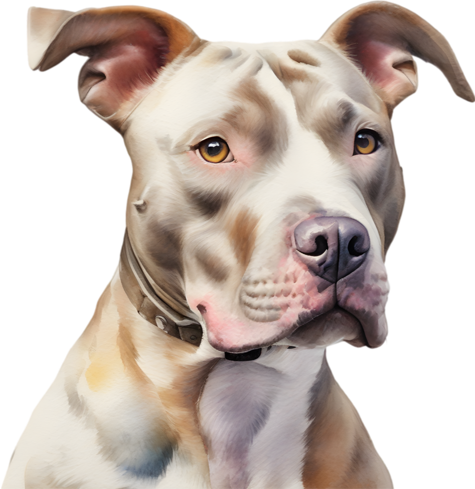 AI generated watercolor painting of a cute Pitbull. png