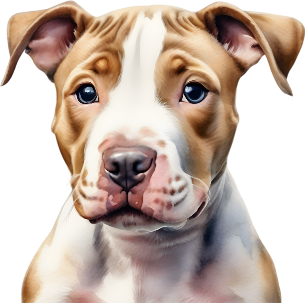 ai generiert Aquarell Gemälde von ein süß Pitbull. png