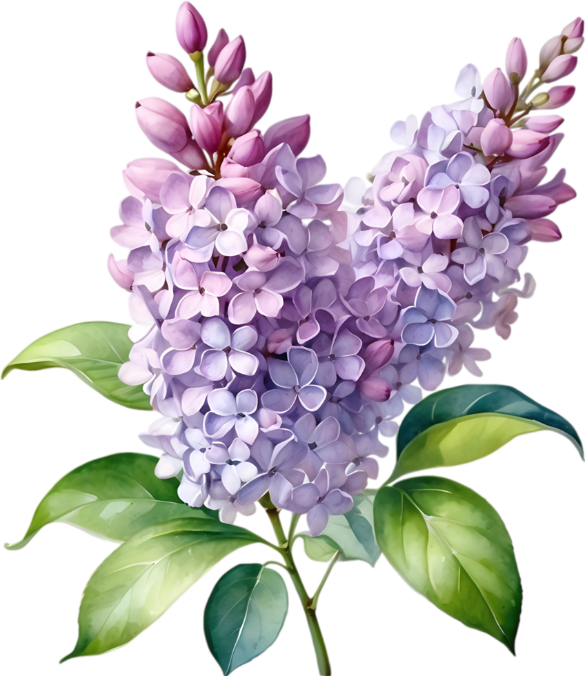 AI generated Watercolor painting of Common lilac flower. png