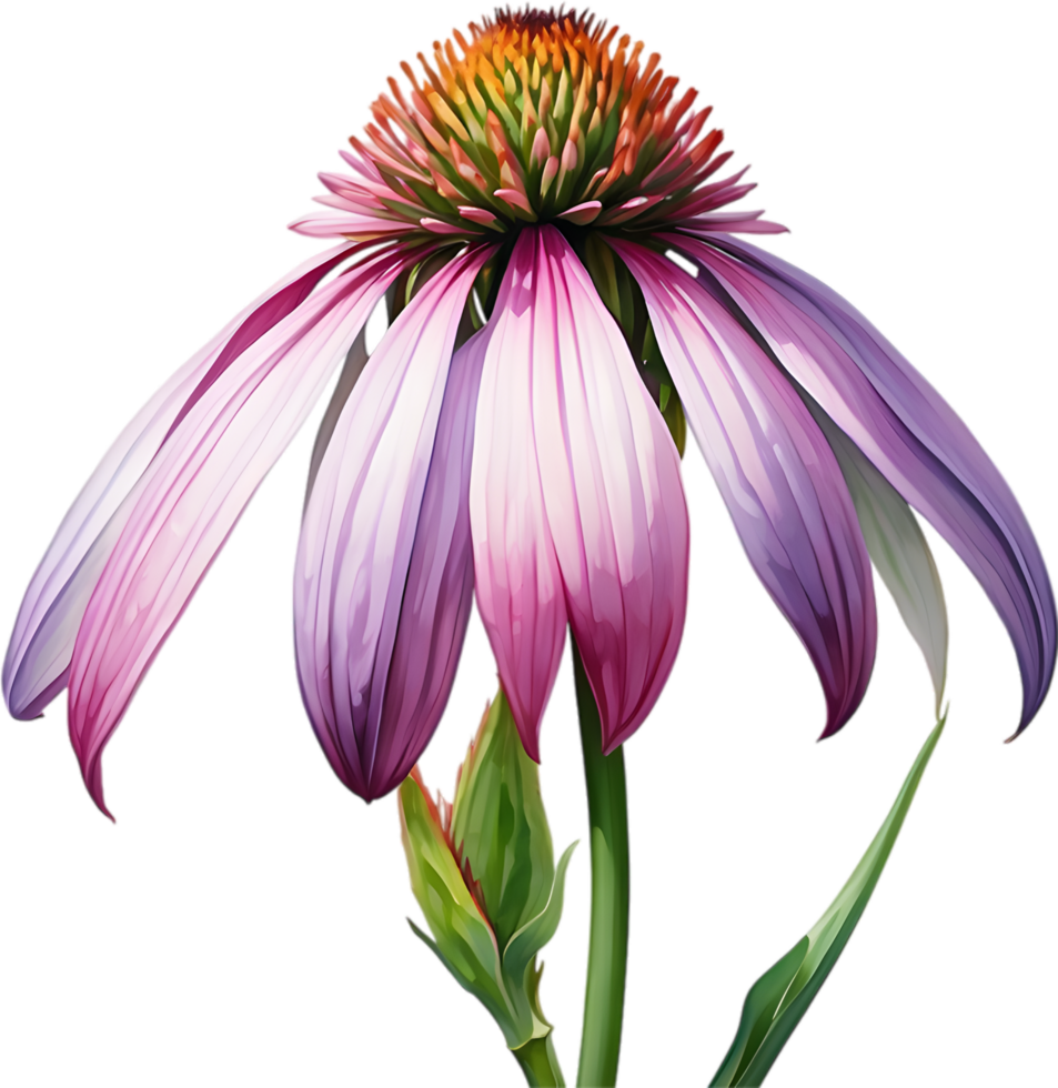 AI generated Watercolor painting of purple coneflower. png