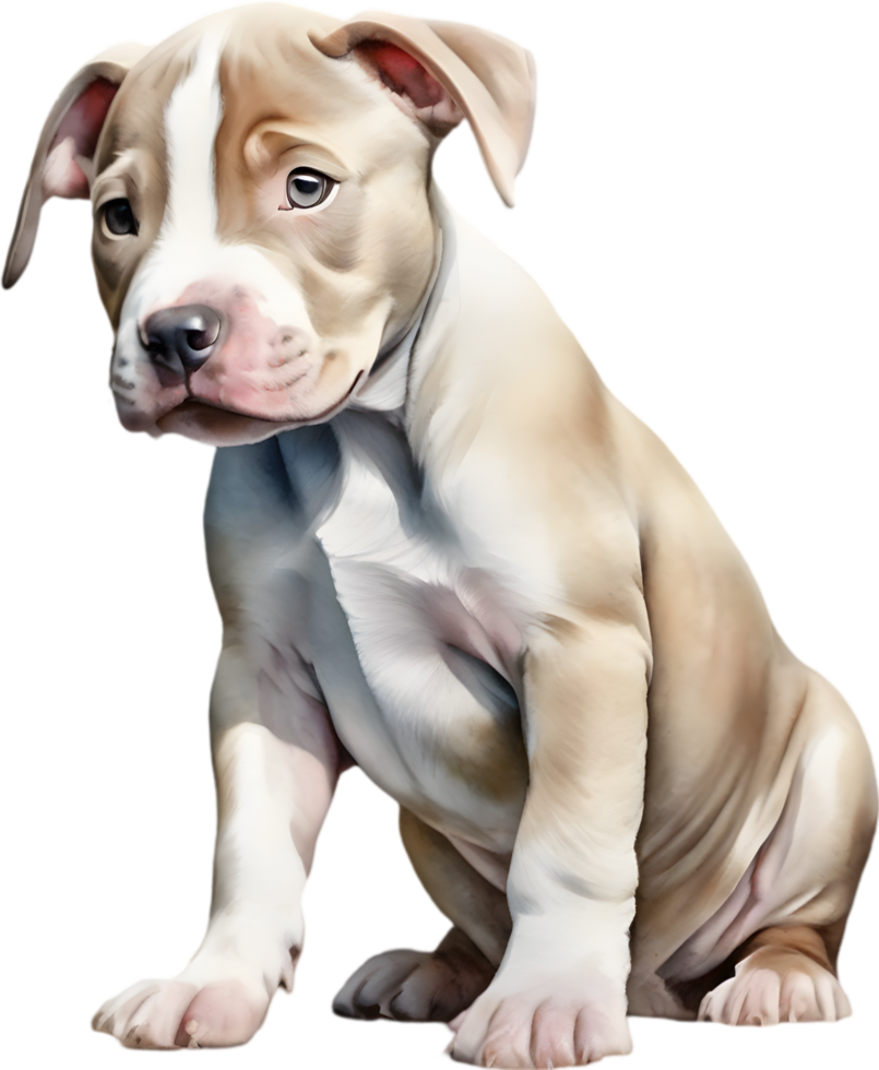 AI generated watercolor painting of a cute Pitbull. png
