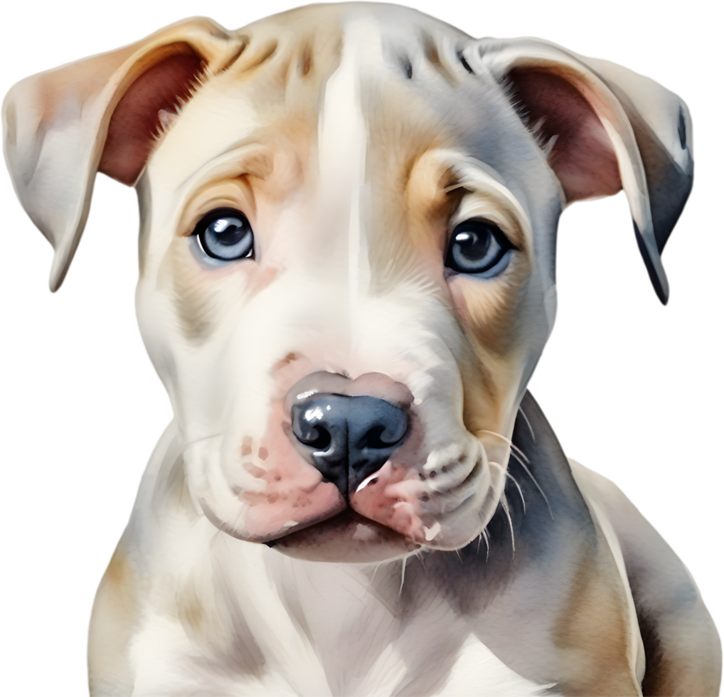 AI generated watercolor painting of a cute Pitbull. png