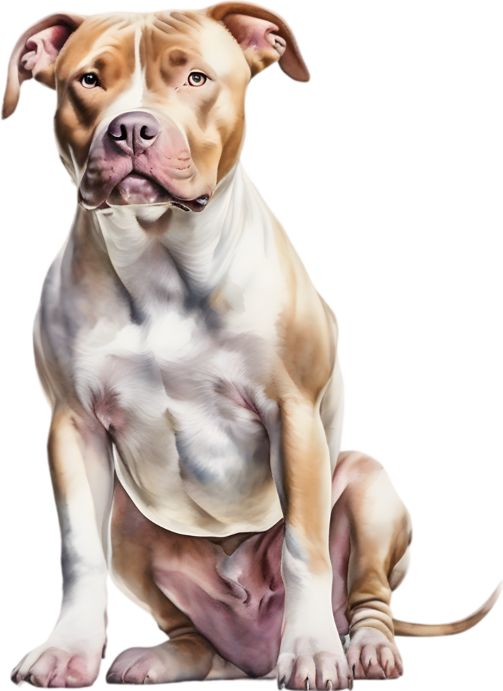 ai généré aquarelle La peinture de une mignonne pitbull. png