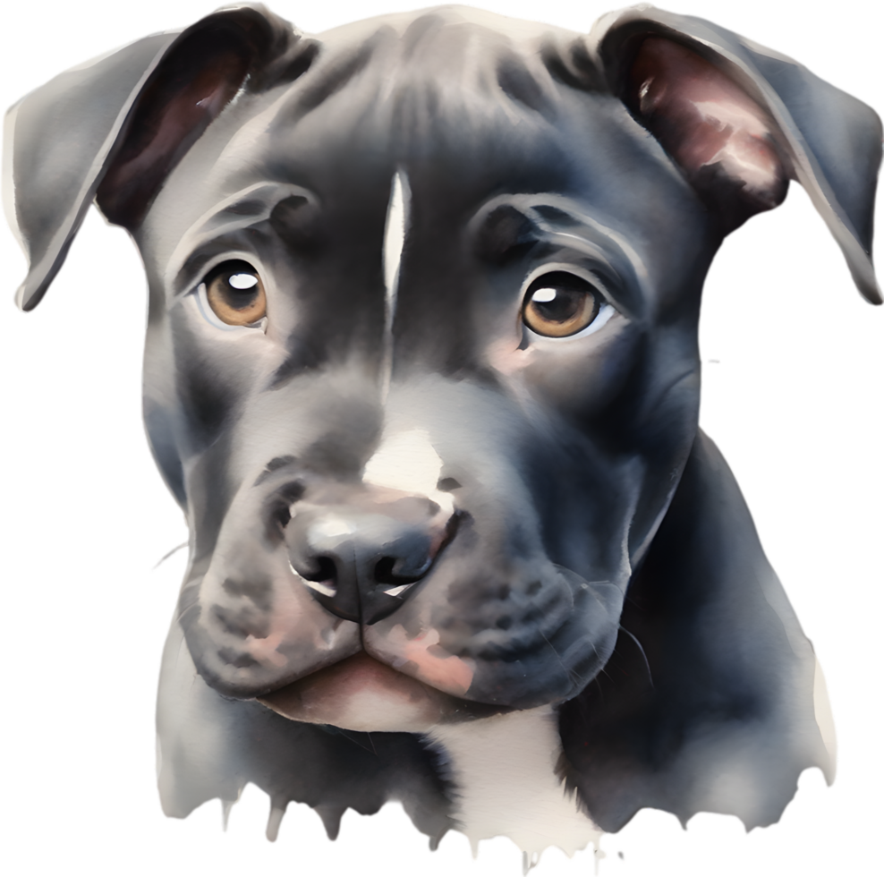 ai gegenereerd waterverf schilderij van een schattig pitbull. png