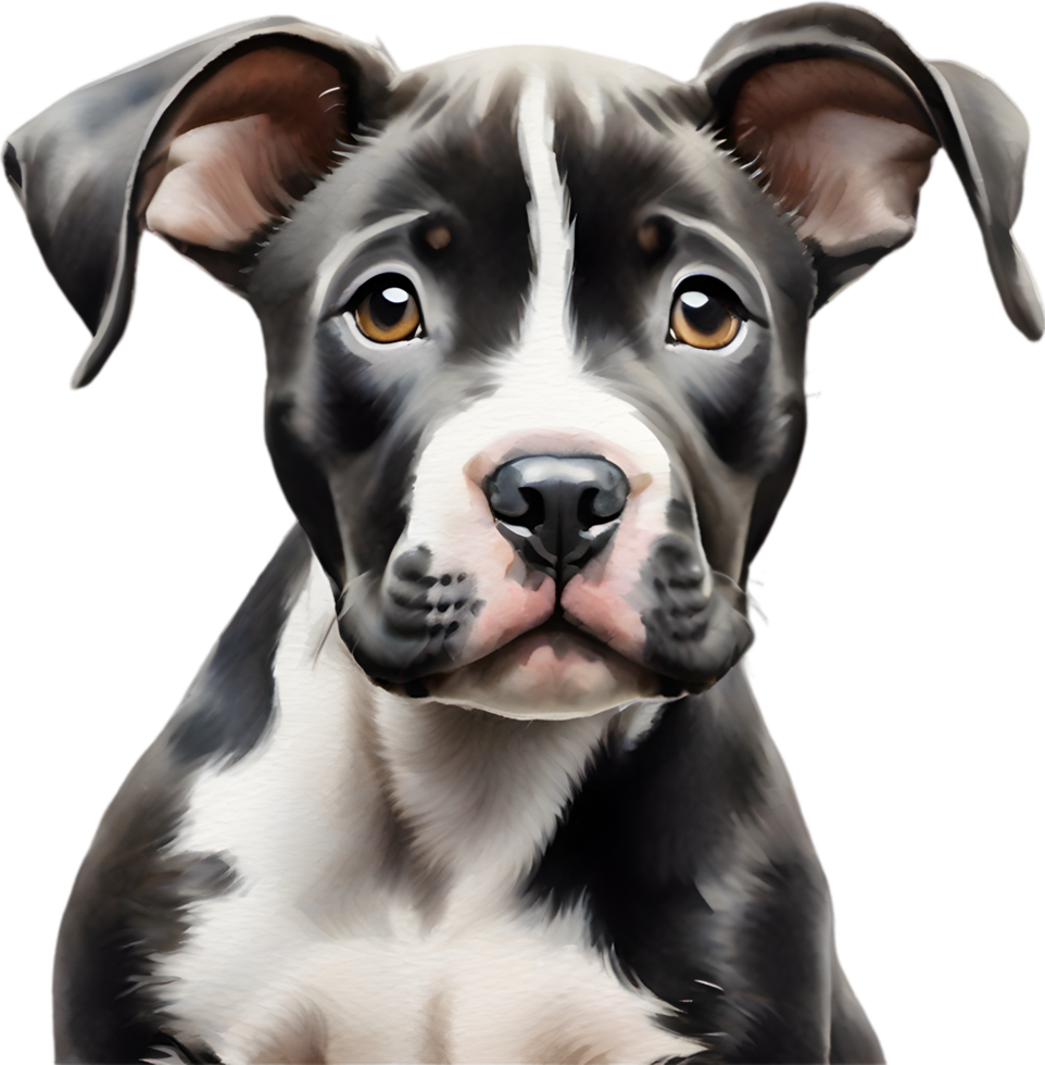 AI generated watercolor painting of a cute Pitbull. png