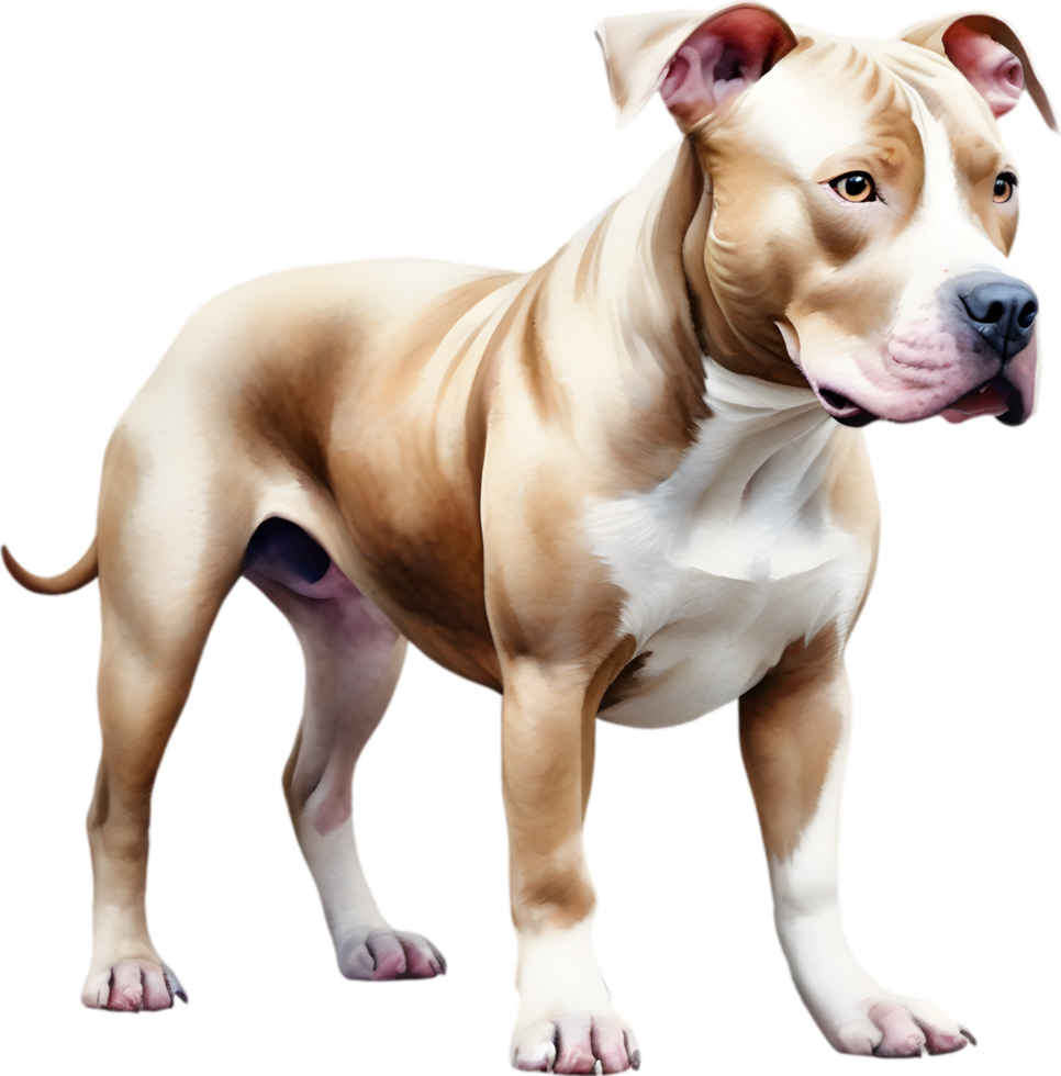 ai gegenereerd waterverf schilderij van een schattig pitbull. png