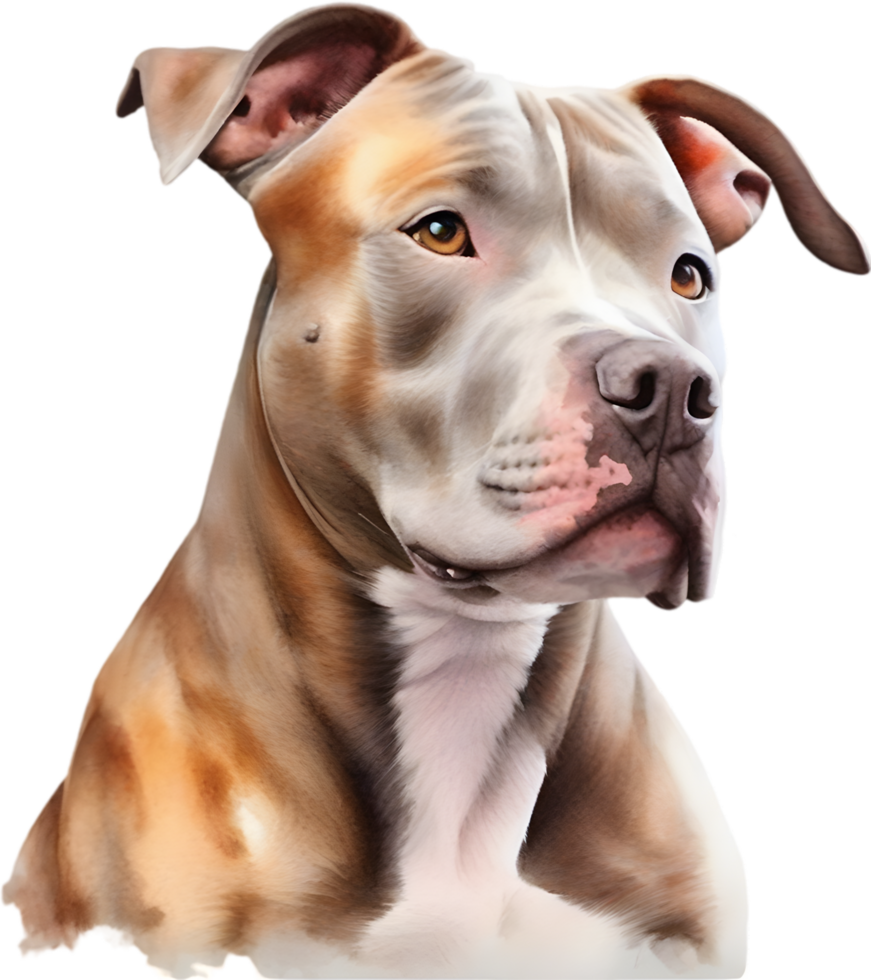 AI generated watercolor painting of a cute Pitbull. png
