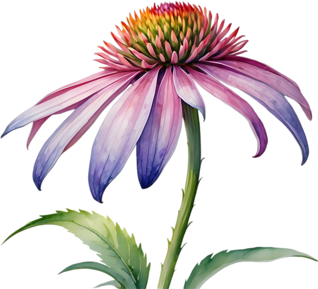 AI generated Watercolor painting of purple coneflower. png