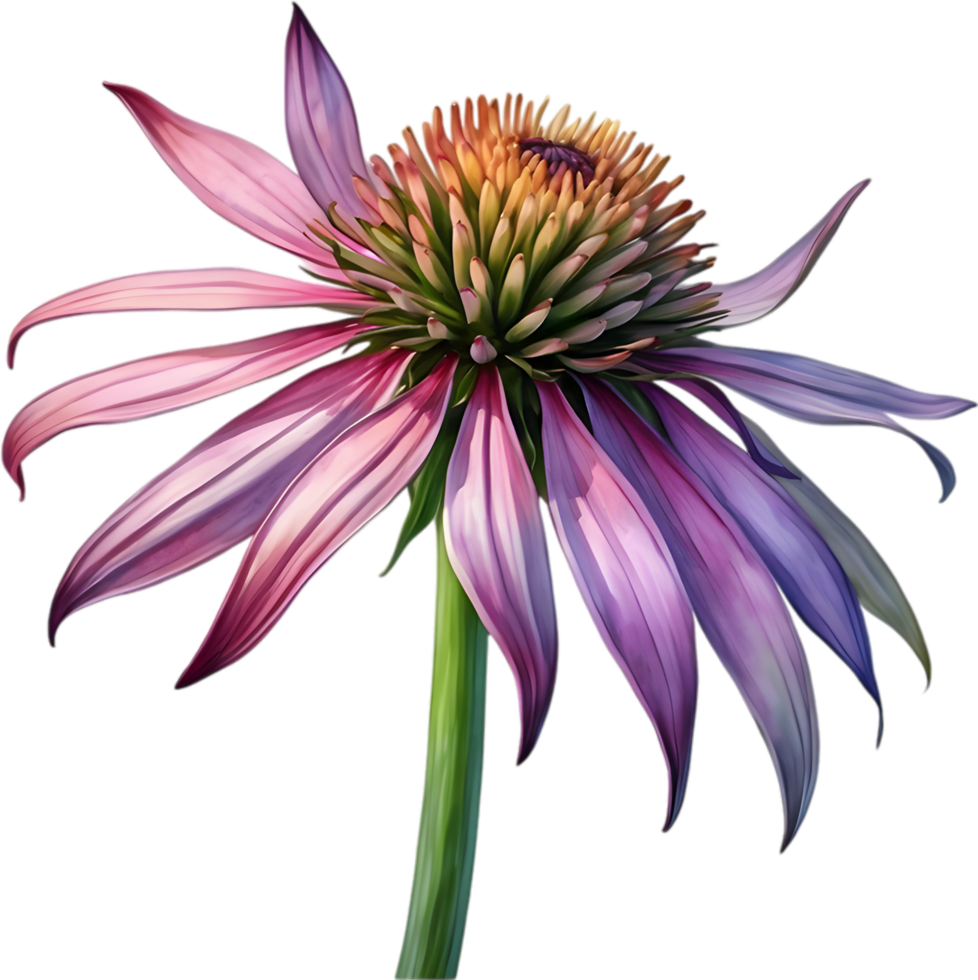 AI generated Watercolor painting of purple coneflower. png