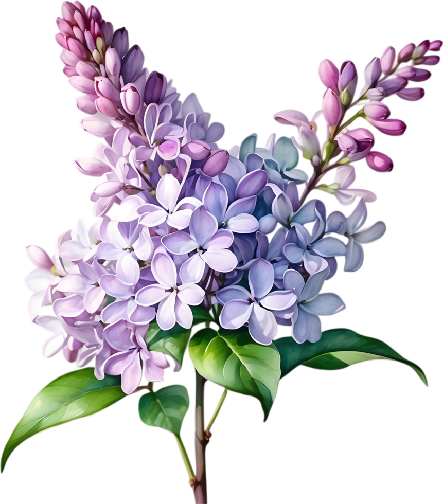 AI generated Watercolor painting of Common lilac flower. png