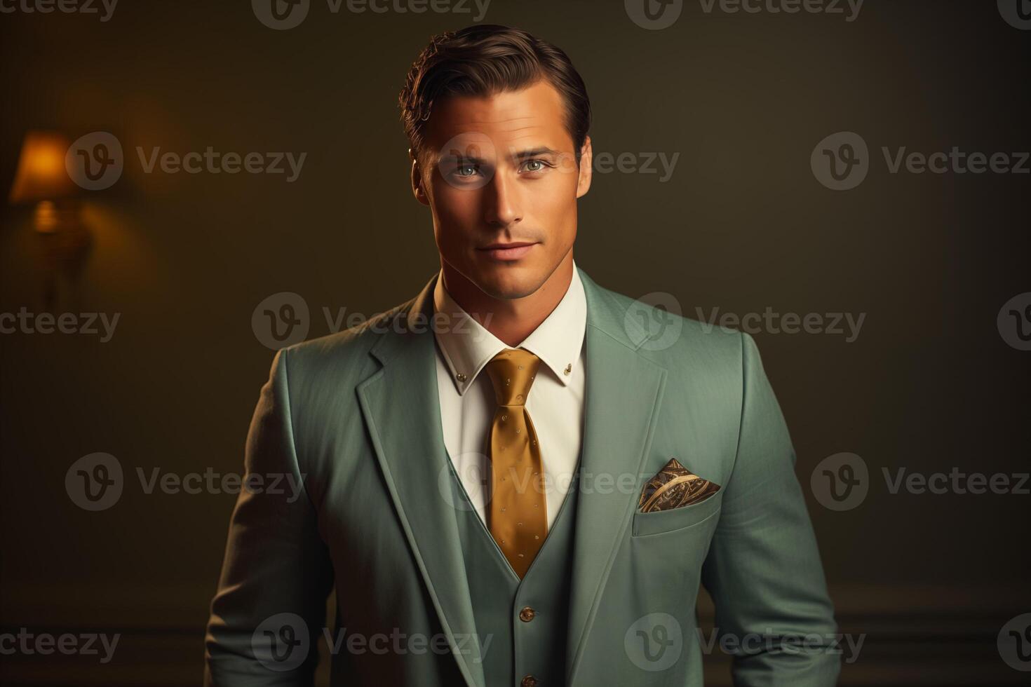 ai generado elegante hombre vistiendo Clásico traje desde el 90s foto