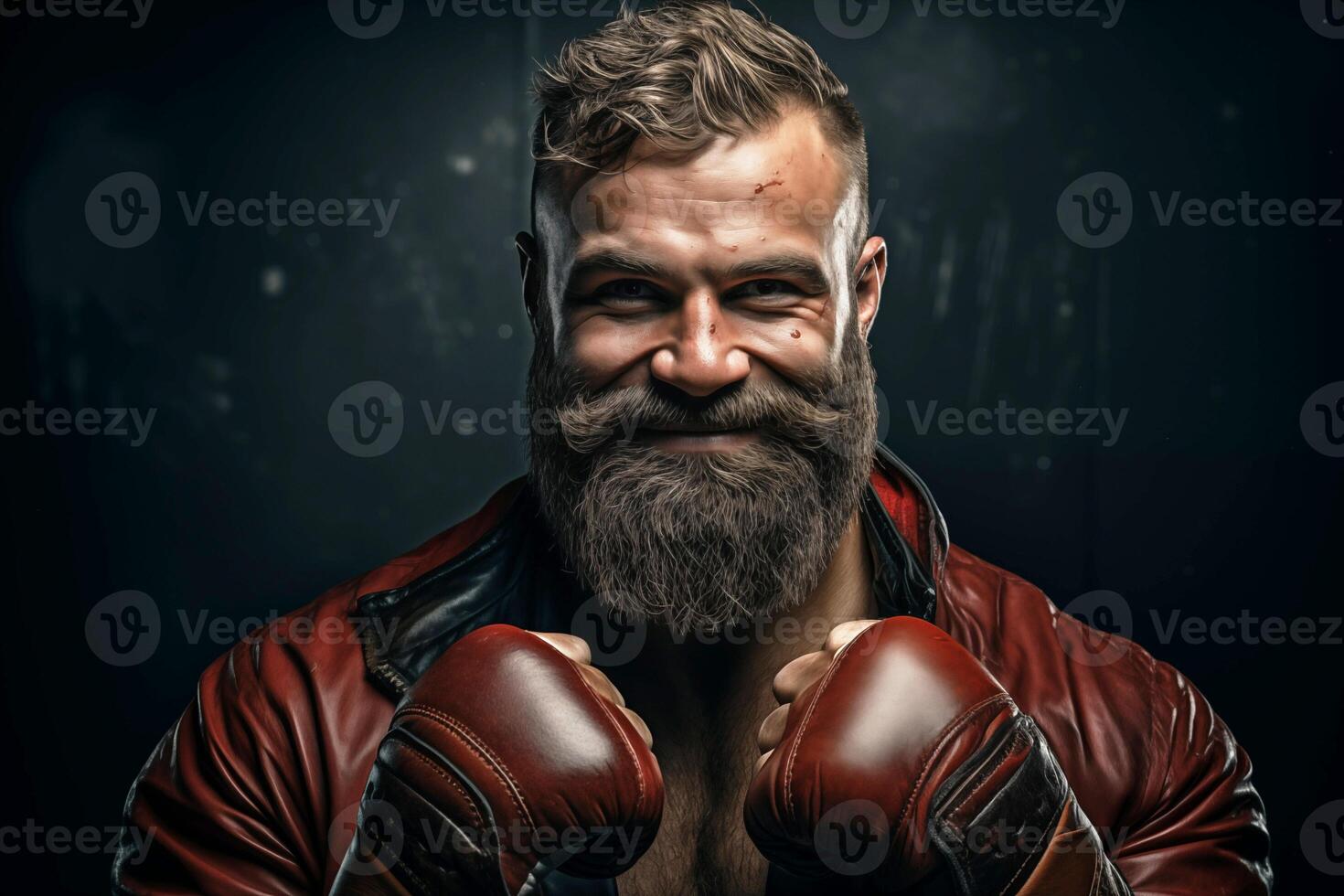AI generated Bearded American Boxer Training Hard in Gym photo