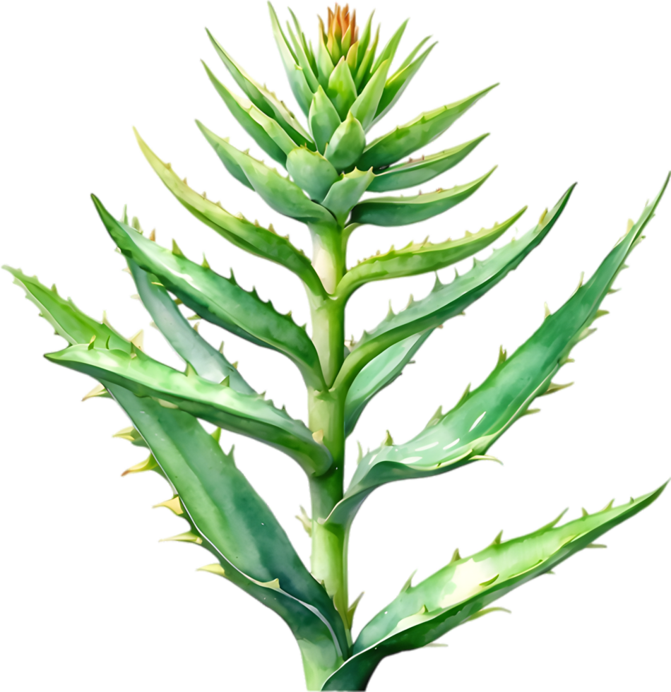 AI generated Watercolor painting of Aloe Vera flower. png