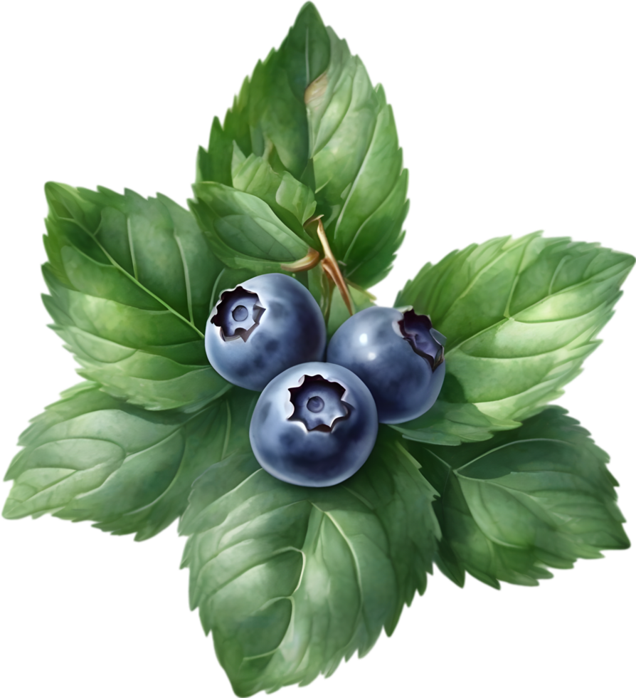 AI generated Watercolor painting of Blueberry. png