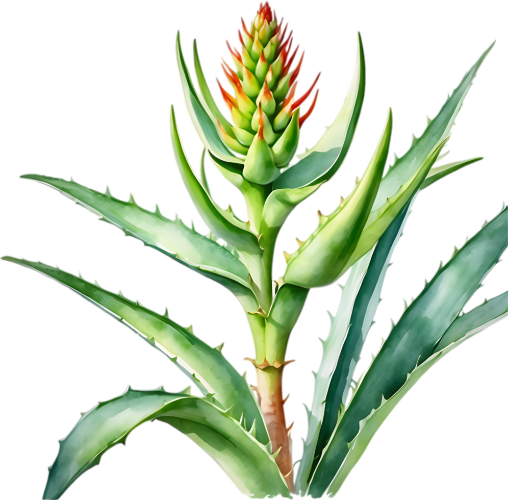 AI generated Watercolor painting of Aloe Vera flower. png
