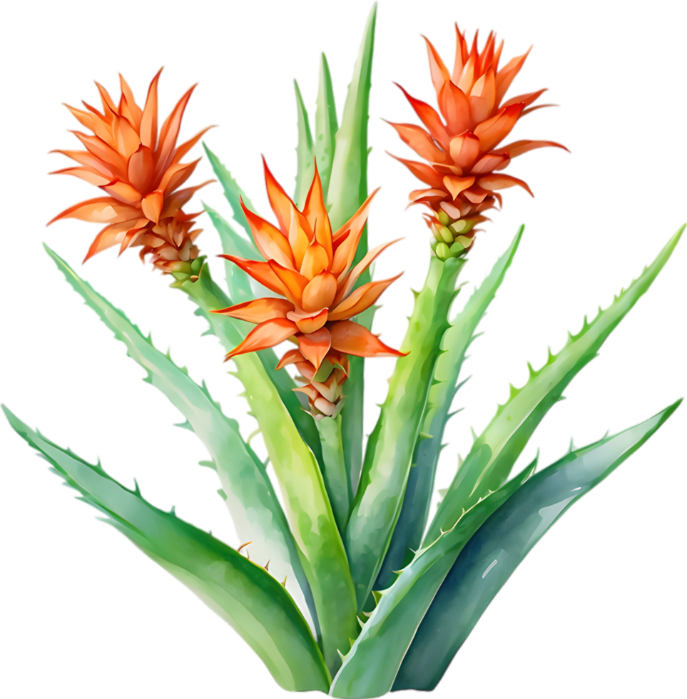 AI generated Watercolor painting of Aloe Vera flower. png
