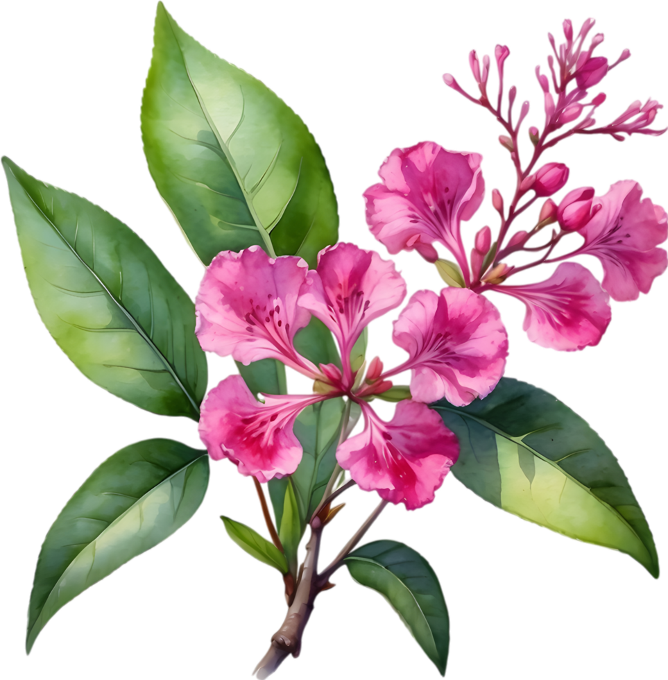 AI generated Watercolor painting Pride of India flower. png