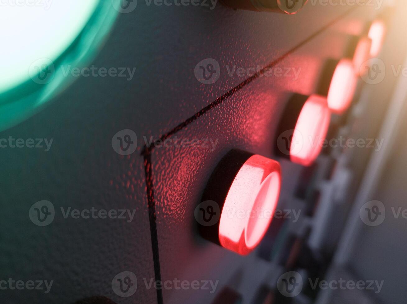 Close up the indicator lights on the panel control for industrial background. photo