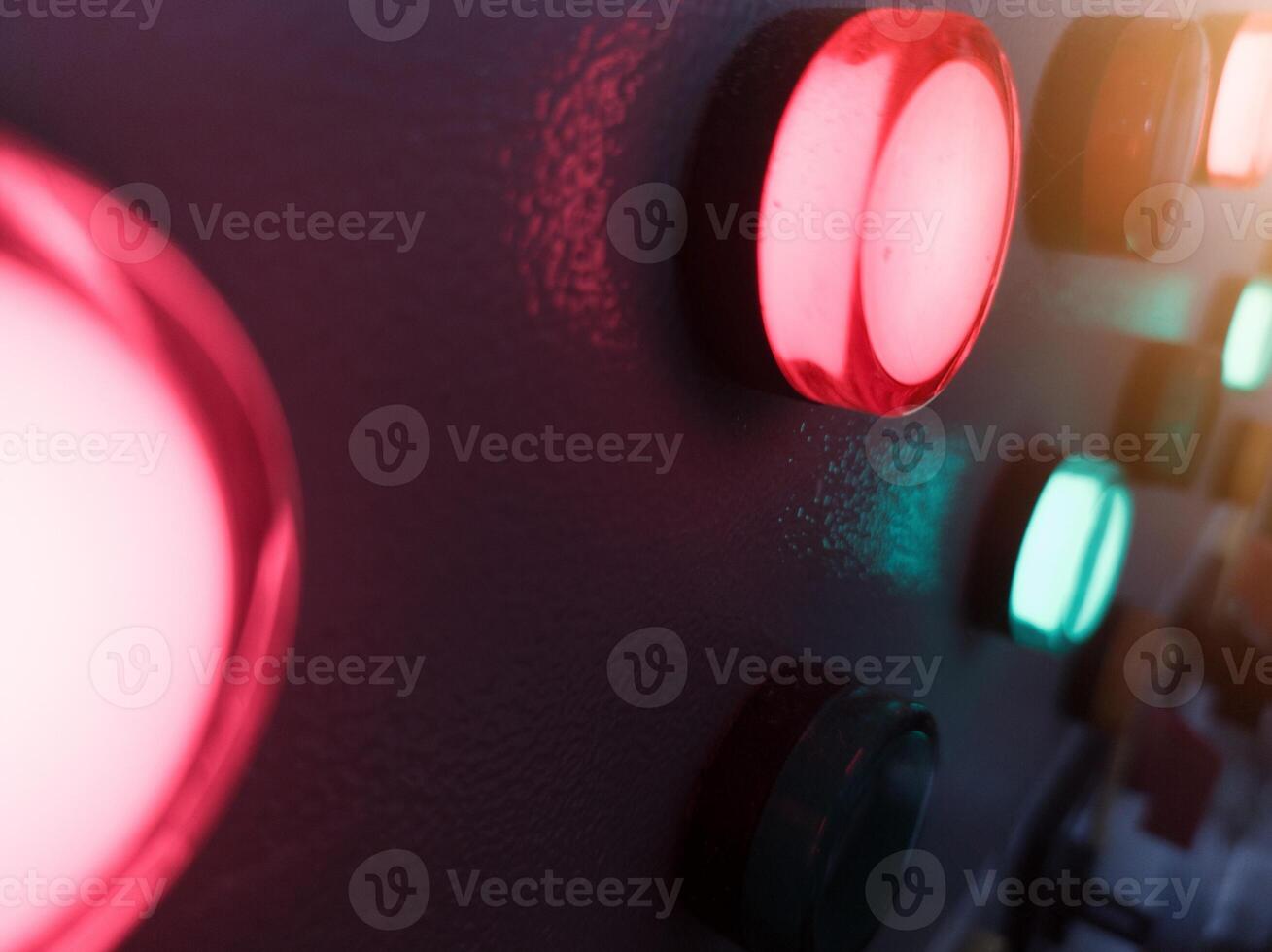 Close up the indicator lights on the panel control for industrial background. photo